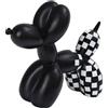 Notakia Statua a scacchi bianca e nera a scacchi con palloncino a forma di cane, decorazione per soggiorno e scrivania, fatta a mano, moderna, piccola mensola, ornamento per la casa