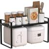 Gevvnss Ripiani Cucina Salvaspazio,Scaffale Organizer Mensole Espandibili 35-65 * 22 * 25cm,Organizer Divisorio per Cucina,Spezie,Banconi,Dispensa,Bagno,Set di 1,Nero