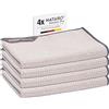 NATARO 4 Asciugatutto da cucina, strofinacci in microfibra premium, altamente assorbenti, durevoli, striature e senza pelucchi per la sua cucina, incluso strofinaccio, omaggio, grigio chiaro 70x45cm