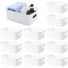 SAMSYOKI 12 Pezzi Cestini Portaoggetti in Plastica Scatole Portaoggetti con Manici Contenitore Plastica Rettangolari Scatole Organizer Impilabile per Bagno Cosmetici Armadio Cucina Scaffale (Bianco M)