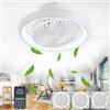 AJZXQM Ventilatore da Soffitto con Luce e Telecomando, Silenzioso Lampadario Ventilatore da Soffitto, 75W Dimmerabile Plafoniera con Ventilatore, Rotazione a 360°, Reversibile, 6 Velocità, Bianco