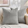 FDTERN Set di 2 Boho Federe de Cuscini per Divano 30x30 in Velluto a Coste，Moderno Morbido Motivo a Croce Decorativa Copricuscini per Divano Camera da Letto,Grigio Chiaro