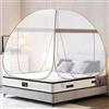 GLKEBY Zanzariera pop up per letto matrimoniale, 180 x 200 x 150 cm, grande tenda portatile da viaggio con doppia porta con cerniera, facile installazione, maglia fine, per camera da letto campeggio