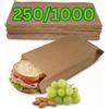 Loxato 250 Sacchetti Carta per Alimenti - Sacchetti Pane Carta Kraft - Buste Alimentari, Confetti, Biscotti Marrone 10x5,5x25cm