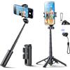 Hesheng Mini treppiede, portatile, di piccole dimensioni, da viaggio, compatto, per selfie, telefono, con otturatore remoto Bluetooth staccabile, per YouTube/TikTok Vlog live streaming fotografia
