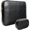 Yesmornsis Custodia imbottita in pelle PU per laptop da 13 pollici, compatibile con MacBook Air 13.6 A3113 M3 A2681, MacBook Pro 13 M2 A2686 con custodia per caricabatterie, colore nero