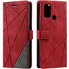 SONWO Cover per Oppo A53s / Oppo A33 2020, Flip Caso in PU Pelle Case Cover Portafoglio Custodia per Oppo A53s / Oppo A33 2020, [Kickstand] [Slot per Schede], Rosso