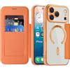 IMIRST Custodia magnetica per iPhone 17 Pro, [compatibile con MagSafe] Custodia a portafoglio in pelle di alta qualità con blocco RFID, trasparente antiurto per Apple iPhone 17 Pro. WD Orange