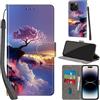 PHINIENLAND Cover per iPhone 15 Pro Case PU Pelle Custodia [Kickstand] [Chiusura magnetica] [Slot per Schede], Portafoglio Flip Custodia per iPhone 15 Pro,Montagna