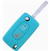 SALPIE Guscio scocca chiave auto di ricambio compatibile con Citroën: C2 dal 2006-2010 C3 2006 Berlingo 2008 Peugeot: 407 dal 2004-2008 CON VANO BATTERIA (Azzurro, COVER SILICONE)
