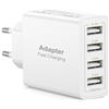 Poutek Caricatore USB, 4 Porte 25W/5A Presa USB Multipla Alimentatore USB Multiplo Caricabatteria Cellulare Caricatore Rapido per iPhone 17Air/17/16/15/14/13/12/11 Pro Max/XS/8, Samsung S25/S23/S22/S21/A53