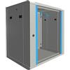 EXTRALINK Rack 19 pollici 12U - Armadio rack 600x450 mm, per montaggio a parete o a pavimento, capacità di carico 60 kg, porta in vetro temperato, apertura porta a 180°, grigio