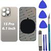 Peixiong Sostituzione del coperchio del vetro posteriore 15 Pro per iPhone 15 Pro Sostituzione del vetro posteriore posteriore da 6,1 '' con kit di strumenti di riparazione (Titanio Naturale)