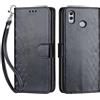 SIENIANLINE Cover per Huawei P Smart 2019 PU Pelle Custodia Flip Nero