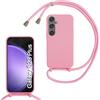 SLWYF Custodia per Samsung Galaxy S23 Plus Cover con Cordino, Silicone Antiurto TPU Morbido Corda Collana Necklace Regolabile Stylish con Catena Ultra Sottile Cover Case, Rosa