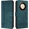 Bravoday Cover per Honor Magic6 Lite 5G, Flip Custodia in Pelle PU con Slot per Schede, Portafoglio Custodia, Verde