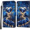 Haninsuze Cover per Samsung Galaxy A50 / A50s / A30s, Custodia Interno TPU Antiurto Portafoglio con Disegni [schede Fessura] [Supporto Stand] Cover Libro in PU Pelle (cuore blu)