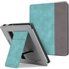 CASEBOT FINTIE Stand Custodia per Kindle Oasis 10ª Generazione (Modello 2019) e 9ª Generazione (Modello 2017) - Protettiva Cover con Schede Slot e Hand Strap, con Auto Sonno/Sveglia, Turquoise/Brown