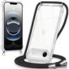 Oelrstfe Cover con Cordino per iPhone Air, Trasparente Silicone Custodia con Regolabile Collana Laccio Tracolla, Antigraffio Proteggere Case Corda per iPhone 17 Air, Nero