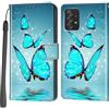 Haninsuze Cover per Samsung Galaxy A53 5G, Custodia Interno TPU Antiurto Portafoglio con Disegni [schede Fessura] [Supporto Stand] Cover Libro in PU Pelle (farfalla)