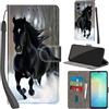 PHINIENLAND Cover per Samsung Galaxy A06 custodia portafoglio Cavallo nero | 3 scomparti carte, 1 tasca banconote, Chiusura magnetica, Supporto, Pelle PU flip cover per Samsung A06
