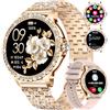 LIGE Smartwatch donna Bluetooth chiamate per Android iOS 1.32 HD Full Touch Screen Smartwatch Diamante Acciaio Oro Rosa,Frequenza Cardiaca,Monitor del sonno, Pedometro, Calorie,100+ Modalità Sport