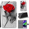 TOMYOU Cover per iPhone 14 Plus, rosa rossa | Antiurto Protettiva Portafoglio, Slot per Schede, Magnetica, Custodia in Pelle PU, Libro Flip,Funzione Stand