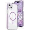 QIWEIQING Custodia Trasparente per iPhone 14 6.1, [Compatibile con MagSafe] Magnetica Sottile Anticaduta Anti-ingiallimento Protezione Militare Cover per iPhone 14 / iPhone 13 6.1. Viola CT