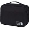 HCFGS Borsa per dispositivi elettronici, scomparti per hard disk, accessori digitali, organizer per cavi, spine, disco rigido esterno, cuffie e mouse nero Nero