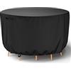 Mrrihand Round Patio Furniture Cover - Outdoor Chair Covers Waterproof Heavy Duty 600D Outdoor Table Chair Set Covers Anti-Fading Cover for Outdoor Furniture Set, 62DIAx28H, Black