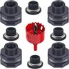 Qitdathn Kit di Montaggio per paratia per barili di Pioggia, 4 Pezzi, con Tappi e Sega a Tazza, Kit di connettori in PVC da 3/4 di Pollice per barili di Pioggia, Serbatoi d'Acqua, Piscine, acquari e