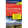 Kompass Carta cicloturistica tour n. 7041. Ciclabile dell'Adige-Etschradweg: Fietsroutekaart 1:50 000