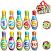 MandA Bowling per Bambini Montessori in Gomma Piuma Grande - Set da 10 Birilli + 2 Palle con Borsa - Gioco Educativo e Sicuro per Bambini 2-7 Anni - Giocattolo da Interno ed Esterno - Idea Regalo Perfetta
