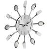 Relaxdays Orologio da Cucina con Posate, Forchette & Cucchiai, Ø 31 cm, Metallo, a Batterie, Silenzioso, argento
