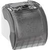 Relaxdays Porta Carta Igienica con Ripiano e Copertura, Portarotolo in Plastica HxLxP: 15 x 13,5 x 15cm, Grigio/Bianco