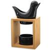 ZEN ARÔME Bruciatore profumo Birdy nero - Bruciatore fondente cera profumata - Diffusore olio essenziale e profumo casa - Portacandele aromaterapia porta candela in legno e ceramica decorativa - Altezza: 13 cm