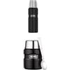 Thermos, thermos, in acciaio inox, Acciaio INOX, Nero, 7,5 x 7,5 x 24,4 cm + Thermos per Alimenti, Acciaio Inossidabile., Acciaio Inox, Nero, 9,3 x 9,3 x 14,2 cm