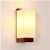 Comely Applique da Parete Interno, Lampada da Parete Vintage in Legno E27 | Paralume in Vetro, Lampada a Muro per Camera da Letto Soggiorno Cucina Corridoio Scala, Marrone, 25×12 CM