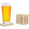 Relaxdays Sottobicchieri Mini Pallet, Set da 6, Poggiabicchieri Antiscivolo, Bancali in Legno, HLP: 2x12x8cm, Naturale
