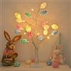 kemooie Albero di betulla bianca da 61 cm, con set di 24 uova di Pasqua da appendere, ornamenti per feste, compleanni, decorazioni per la casa, uso interno