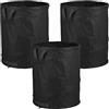 Relaxdays Sacchi da Giardinaggio, Set da 3, Fogliame e Rifiuti, Sistema Pop Up, 85 l, Impermeabile, HD 47x46 cm, Nero