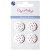 Récréatys 7123 18 17 - Confezione di 4 Bottoni in Nylon, Motivo: Fiore Rosso su Sfondo Bianco, 18 mm