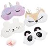 TMZELOA 4 Pezzi Maschera per Dormire Animale, Maschera per Dormire Simpatica e Morbida Mascher Gli Occhi In Peluche Morbida Benda Mascher per Dormires per Bambini per Pisolino, Viaggio, Campeggio