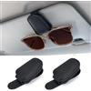 FAINCA 2 Pezzi Porta Occhiali Auto Materiale PU Supporto per Occhiali da Auto Magnetico Visiera Portaocchiali Car Sunglasses Holder per Parasole Carte Credito Biglietti Visita (Nero)
