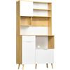 Easycomfort Dispensa da Cucina in Truciolato con Armadietti, Cassetti, Ripiani Regolabili e Appendino, 93x40x180 cm