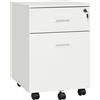 EasyComfort Cassettiera Ufficio a 2 Cassetti con Serratura e 5 Ruote, in Truciolato, 40x49x58 cm, Bianco