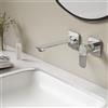 EMKE Rubinetto per lavabo a incasso, cromato, 2 fori, montaggio a parete, con aeratore, rubinetto da bagno, miscelatore monocomando, 23 x 12 x 1 cm