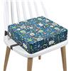 Aqash Rialzo per bambini, in tela con motivo cartoni animati, lavabile, 4 cinghie, per tavolo da pranzo, portatile, da viaggio, con cuscino aumentante (verde foresta)