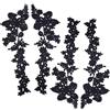 GORGECRAFT 4 Pezzo di Fiori 3D Ricamati in Pizzo Applique Foglie Floreali Nere Ricamate da Cucire Toppe per Colletto in Tessuto per Lavori Fai da Te Cucito Abiti da Sposa Abbigliamento 43.5x12.2cm
