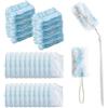 Jogoico Piumino Cattura Polvere compatibili con Swiffer Duster 20 Pezzi Piumini Catturapolvere con 1 Manico + 1 Manici Telescopici, Piuminio Ricambi Kit per Scuola Ufficio Casa